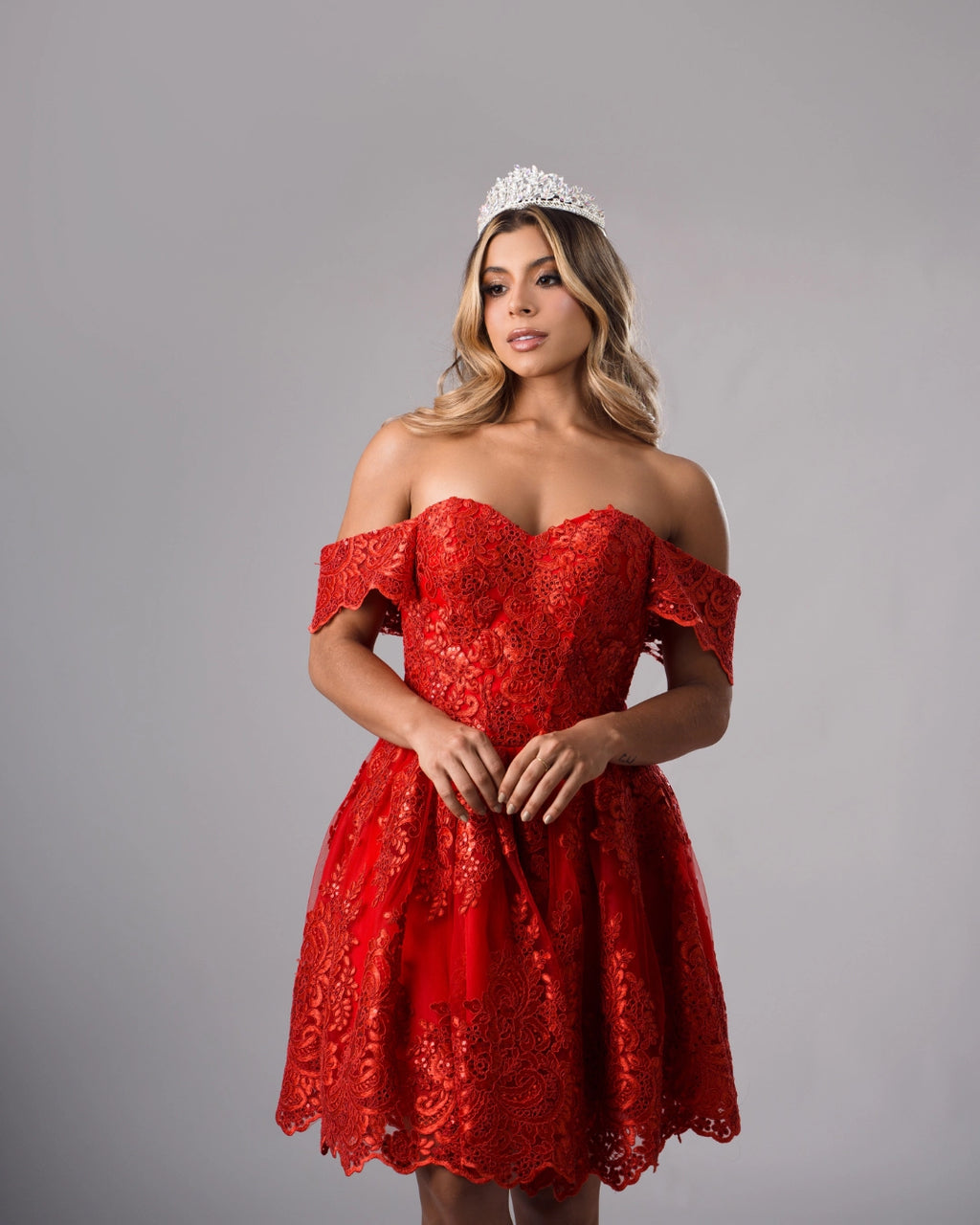 Vestido de 15 años tono rojo