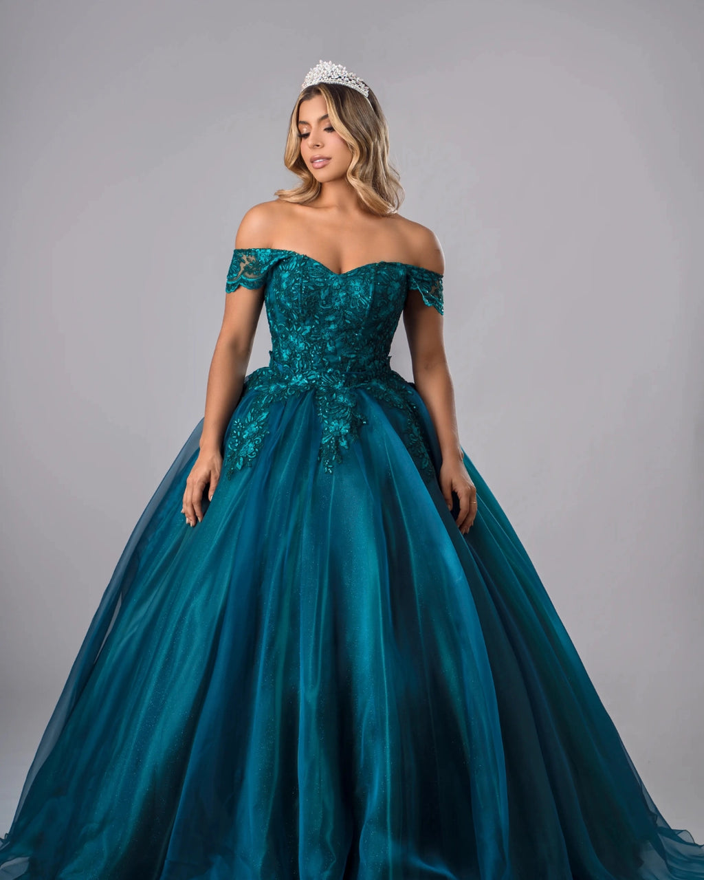 Vestido 15 años Tono petroleo