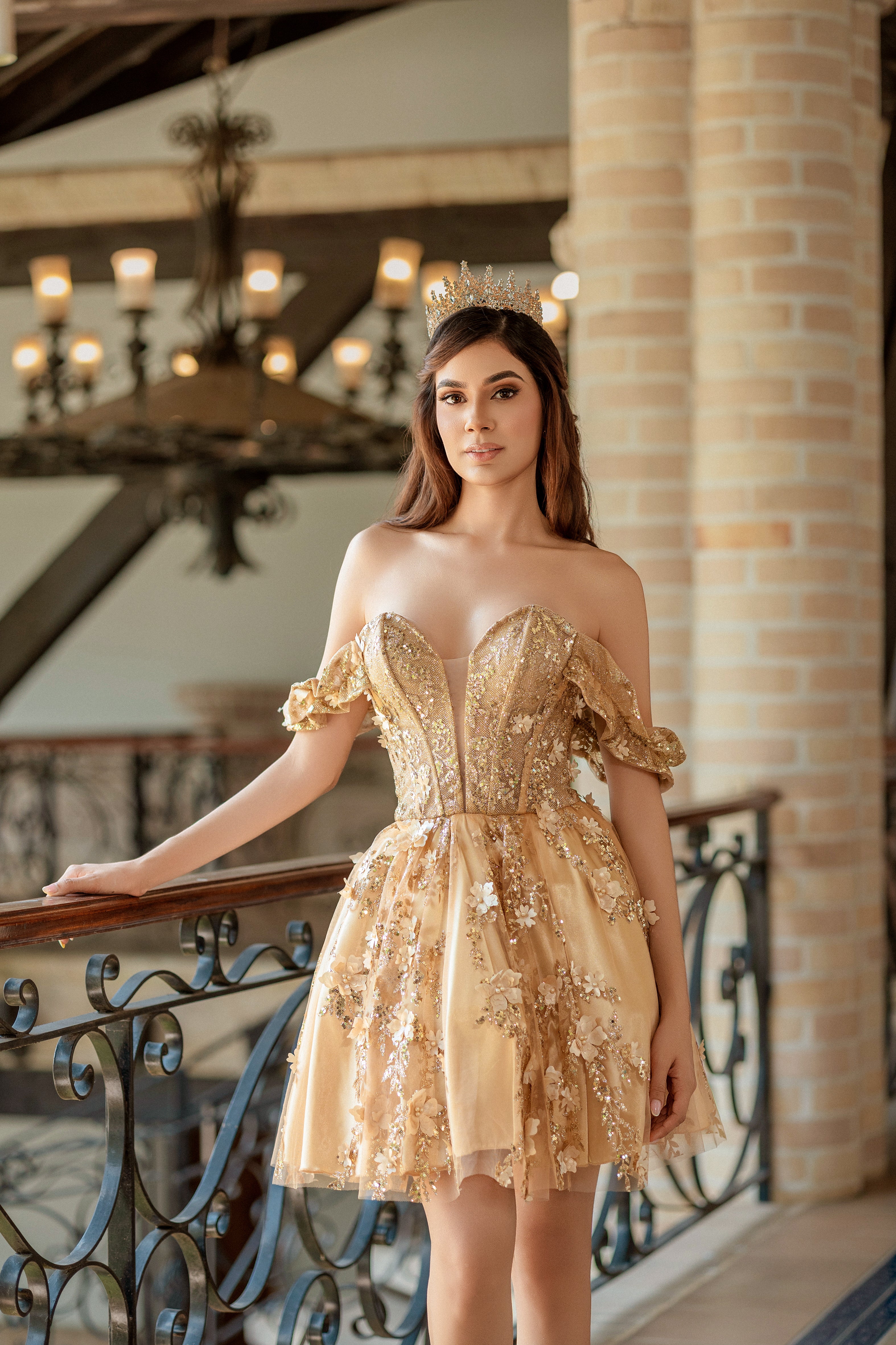 Vestido de 15 Dorado Nueva Colección.