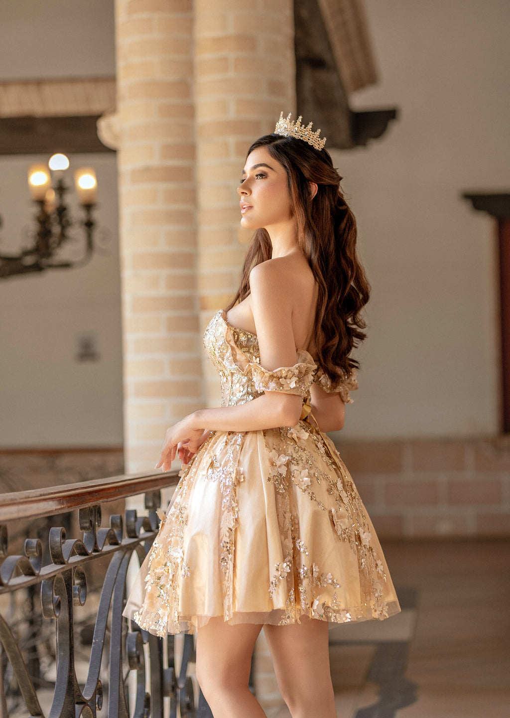 Vestido de 15 Dorado Nueva Colección.