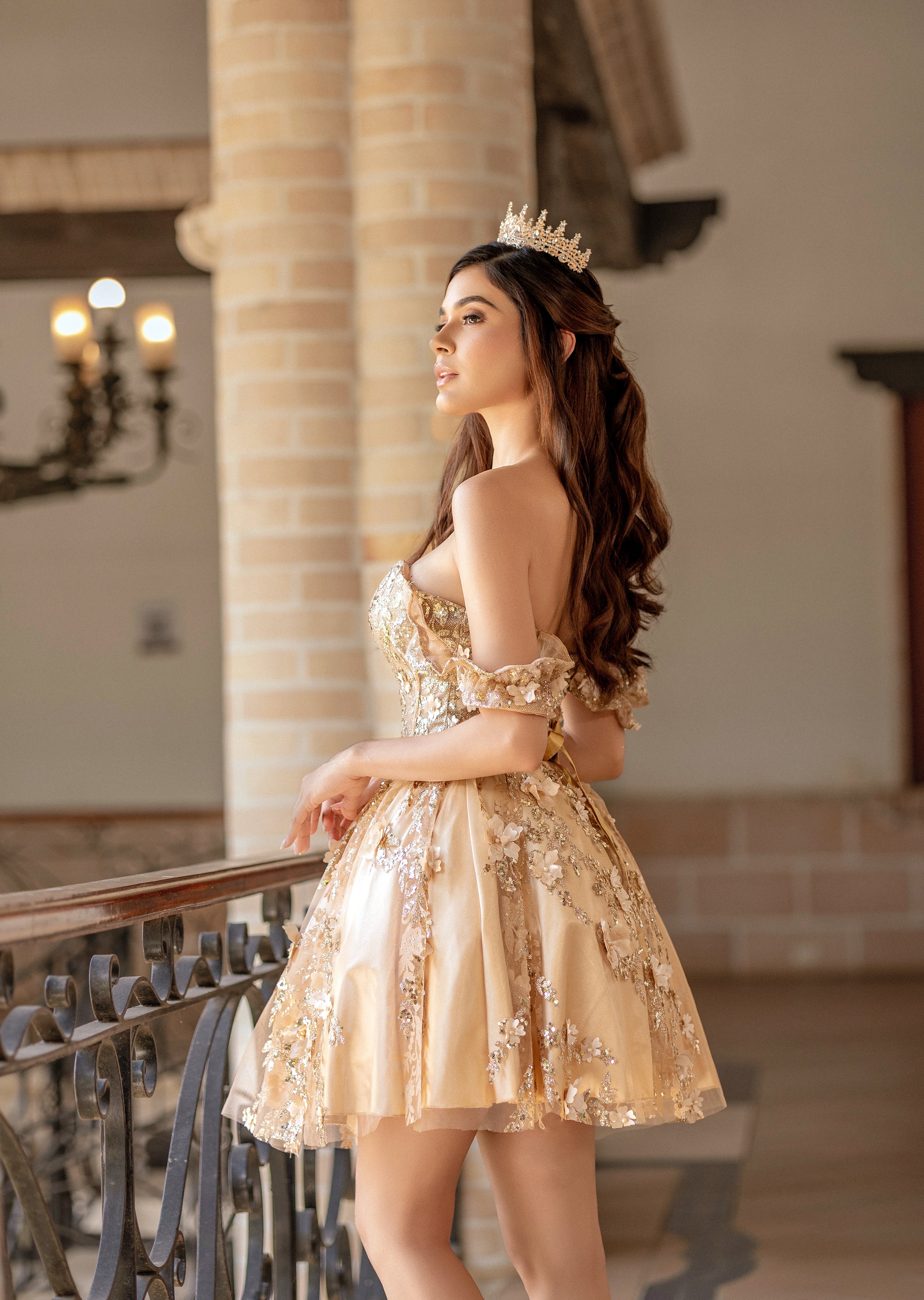 Vestido de 15 Dorado Nueva Colección.