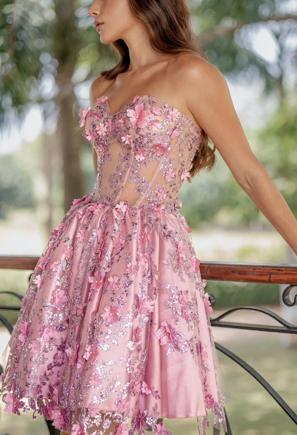 Vestido de 15 años palo de rosa.