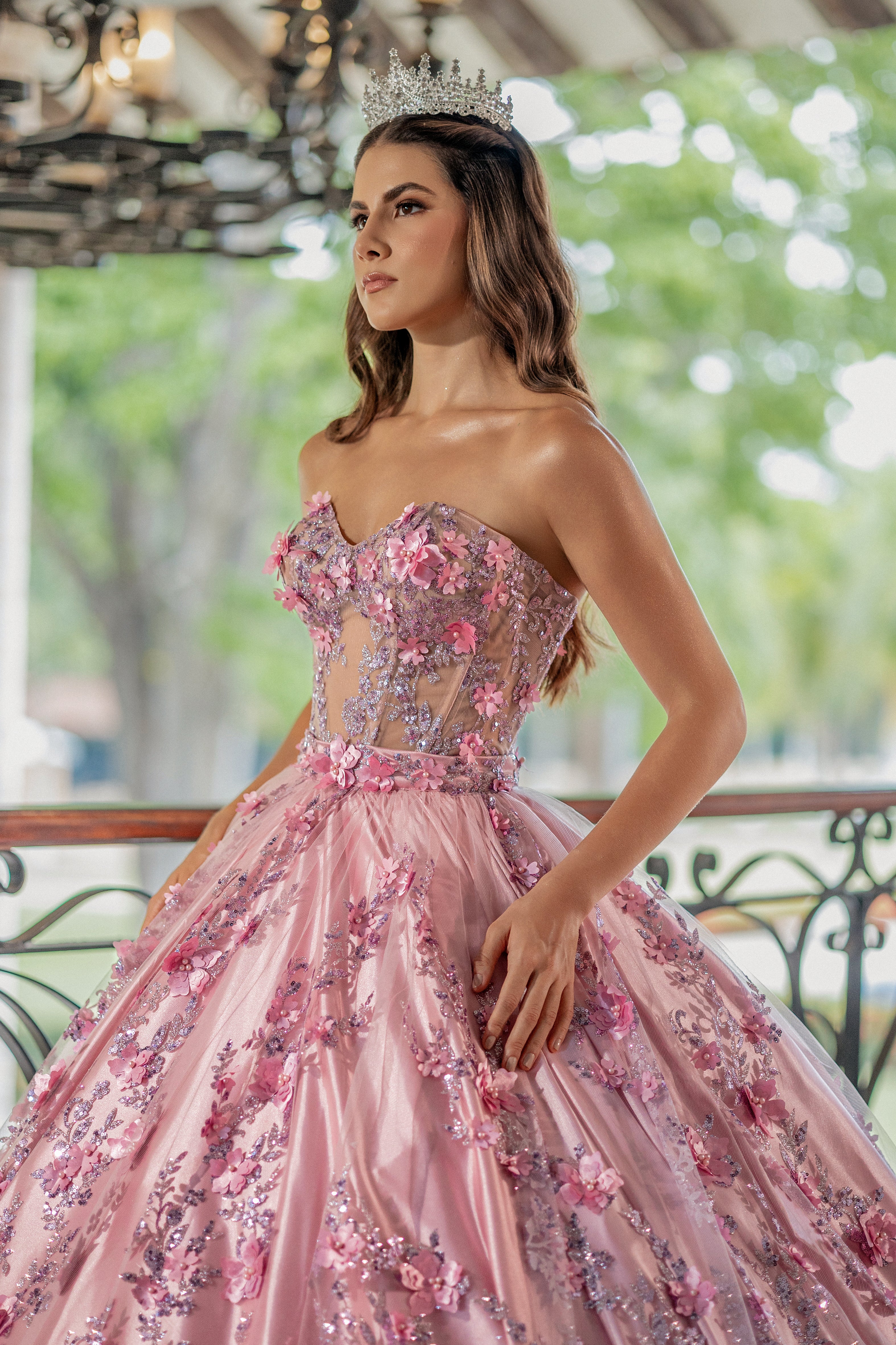 Vestido de 15 años palo de rosa.