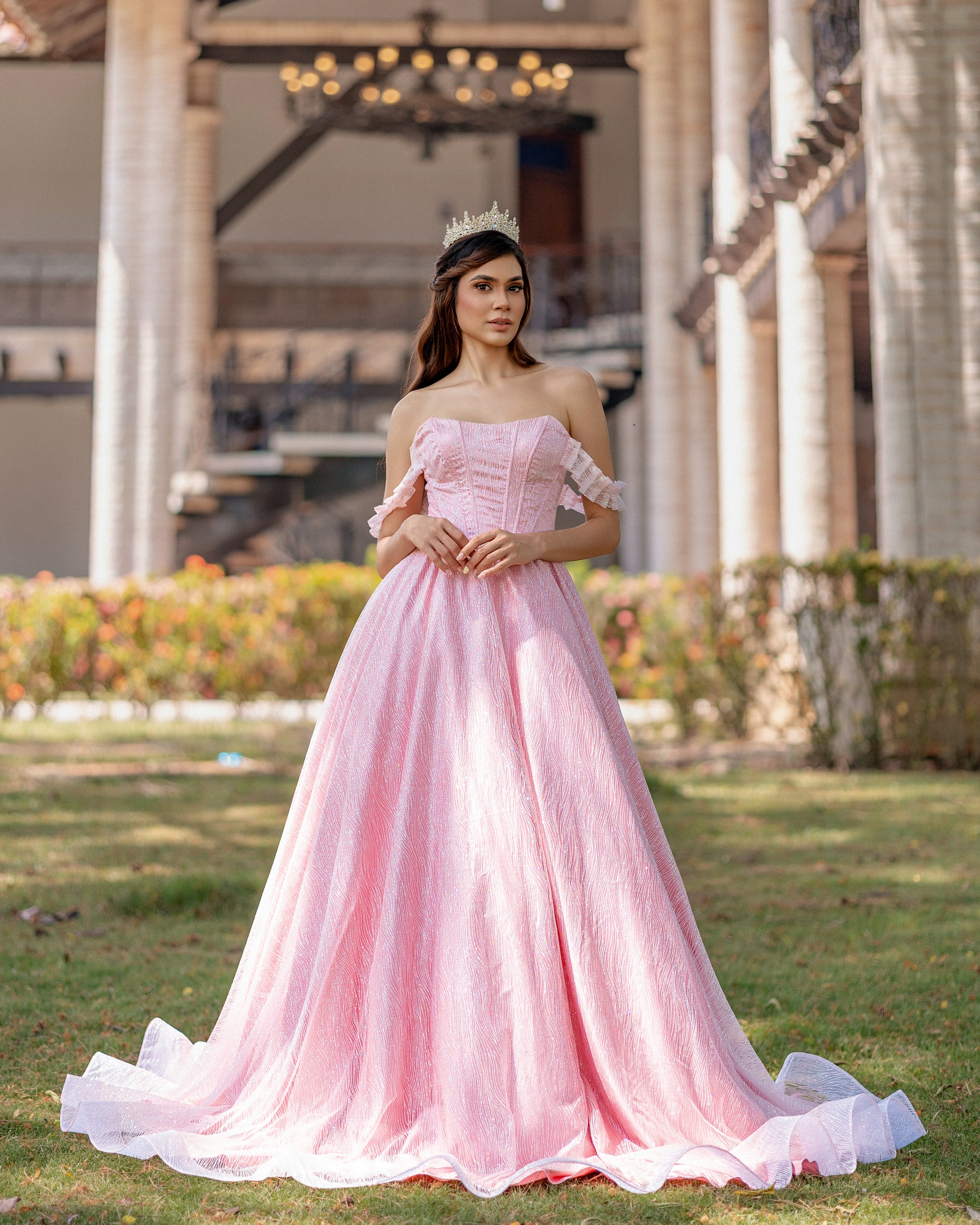 Vestido de 15 años en tono rosa pastel