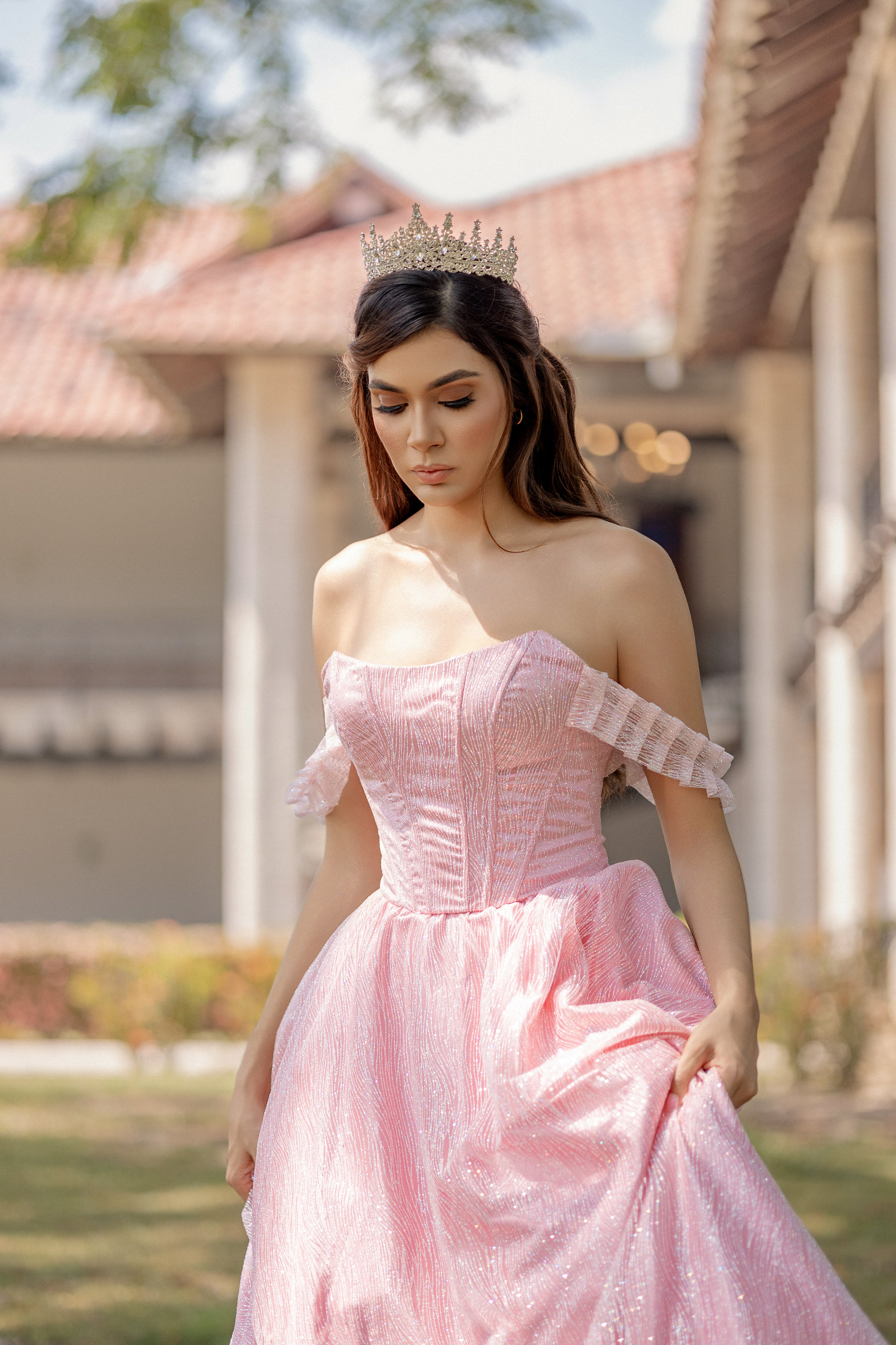 Vestido de 15 años en tono rosa pastel