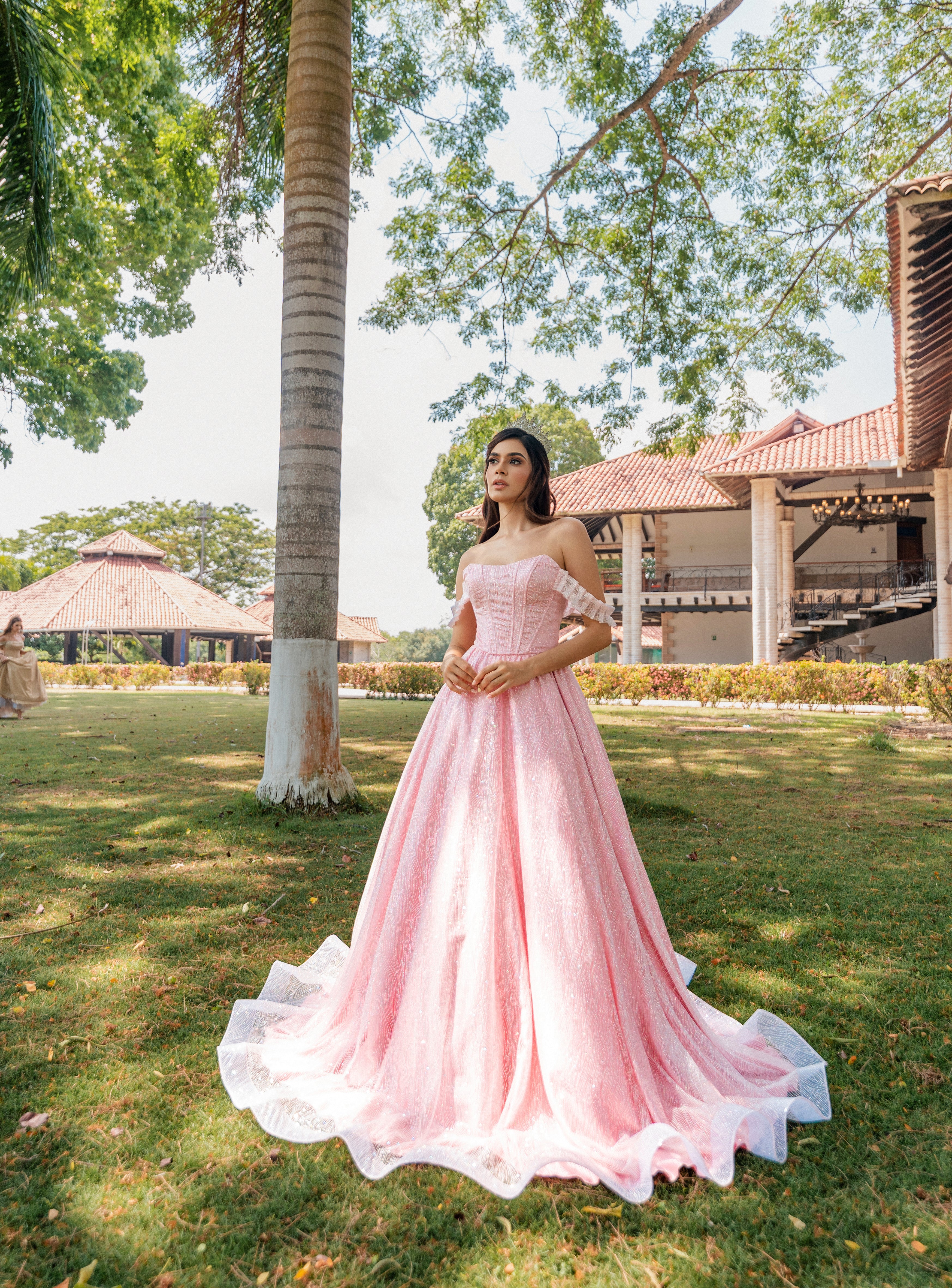 Vestido de 15 años en tono rosa pastel