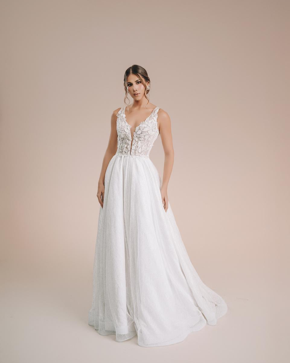 Elegancia que florece, vestido de novia.